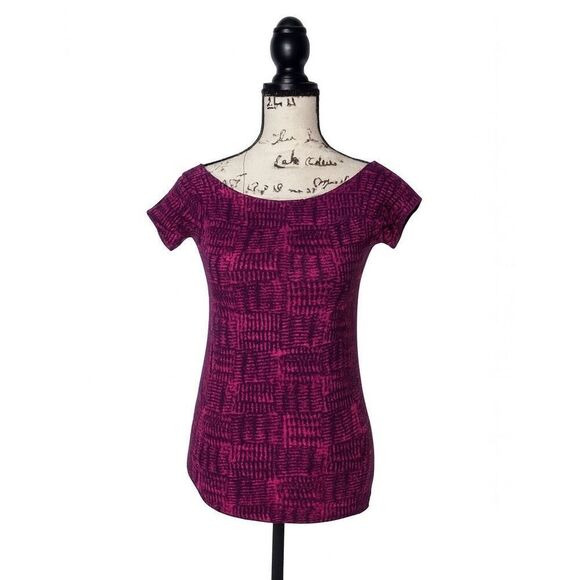 Marc by Marc Jacobs Pink & Black Patterned Cap Sleeve Top | XS - Picture 1 of 4
